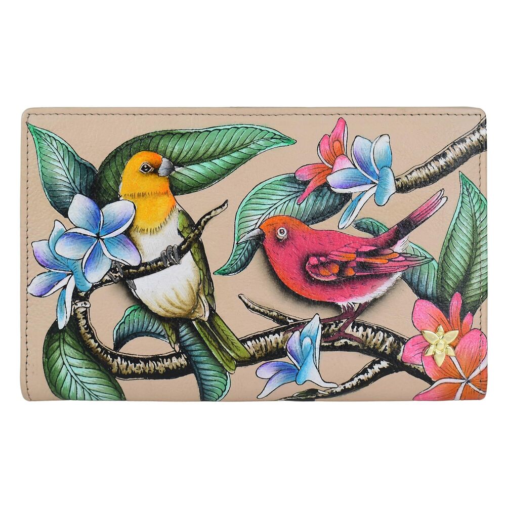 8635 Original Hand-Painted Leather Two Fold Wallet-Friendly Flock